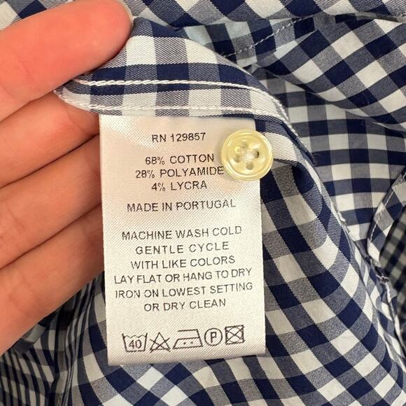NWT The Shirt by Rochelle Behrens Navy Gingham Button Down Icon Shirt XS - Picture 5 of 5